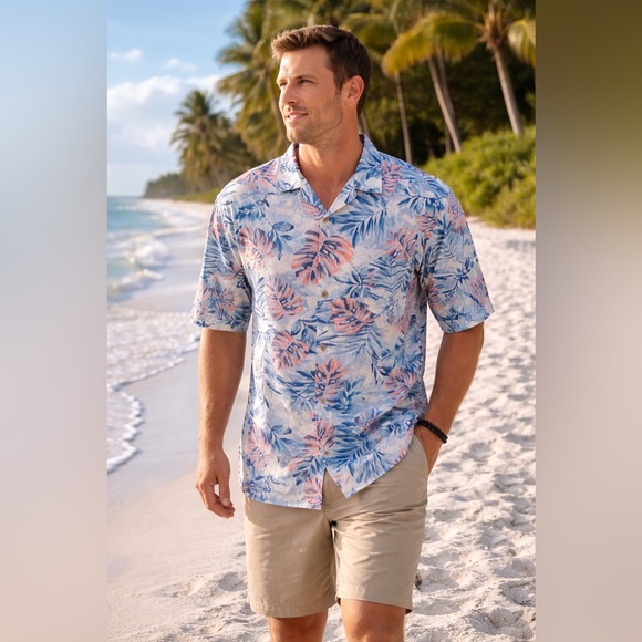 Tommy Bahama Silk Hawaiian Camp Shirt – XXL Tropical Monstera - Picture 13 of 13